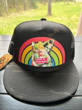 Moses Creations Unisex Black Camo ‘Love Is the Way’ Trucker Hat, NEW